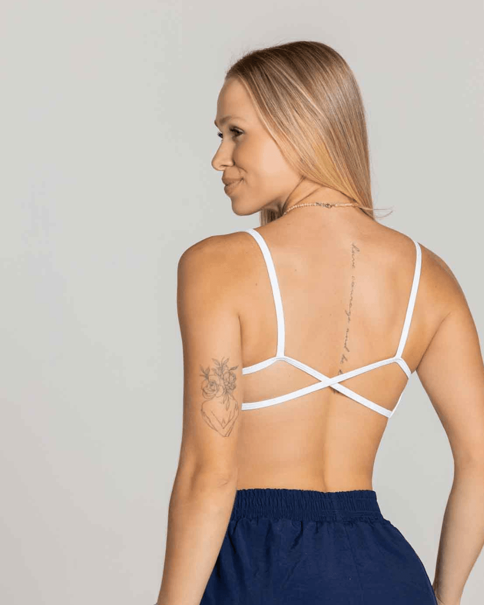 Top Front com Alças Finas e Cruzadas