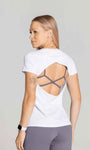 Blusa Manga Curta com Decote nas Costas