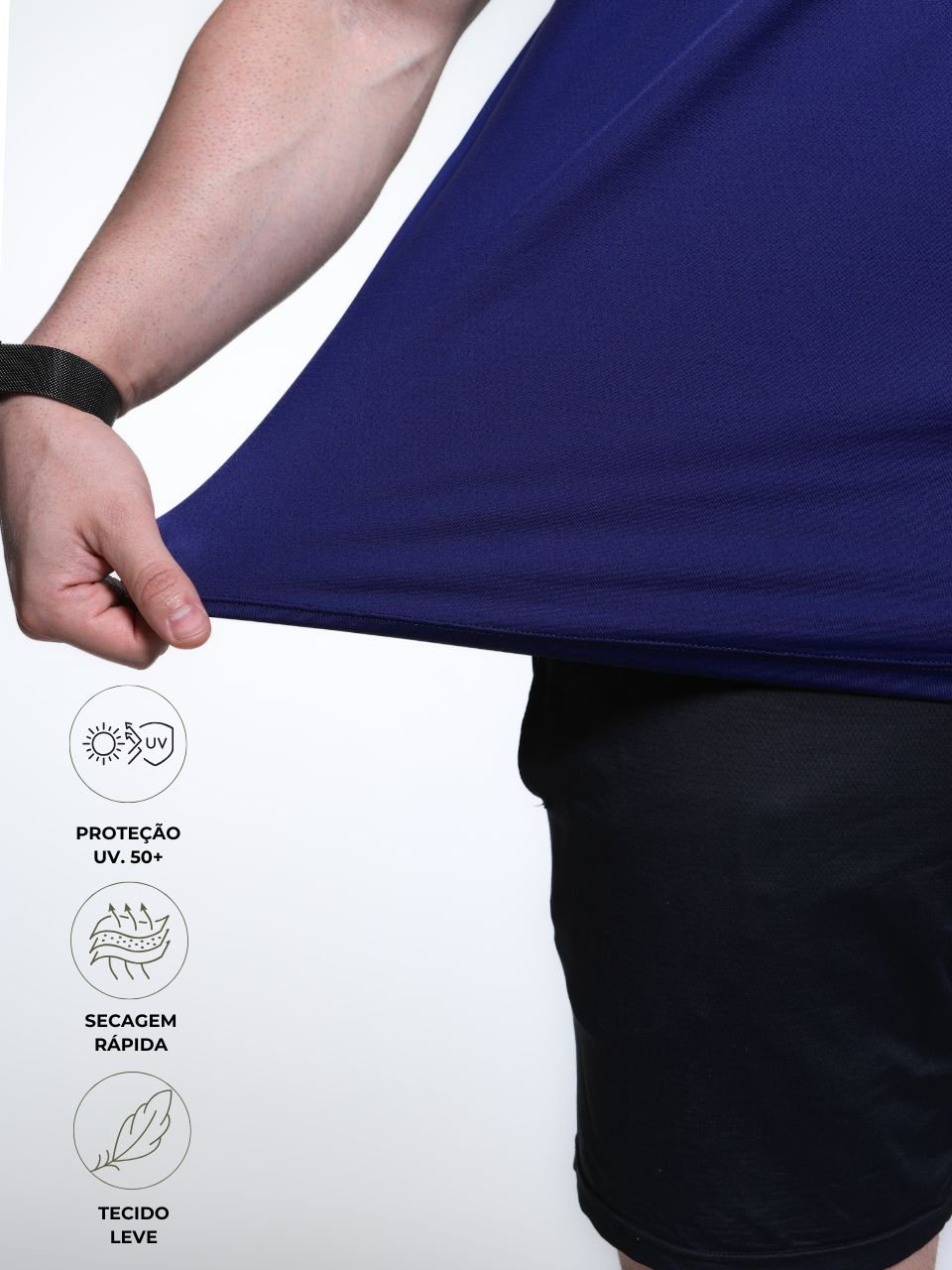 Camiseta masculina manga curta Proteção UV