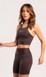 Top Cropped Fitness e Casual de alças finas com decote nas costas