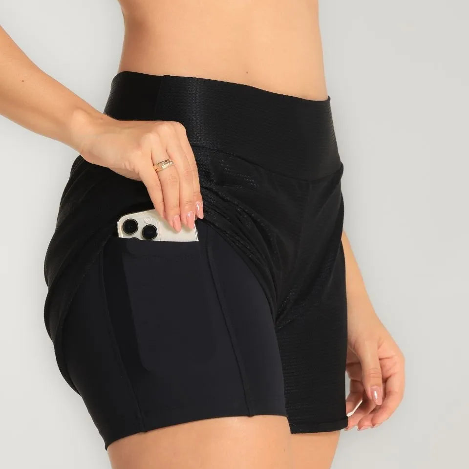 Short Feminino Inside com Bermuda Interna e Bolso