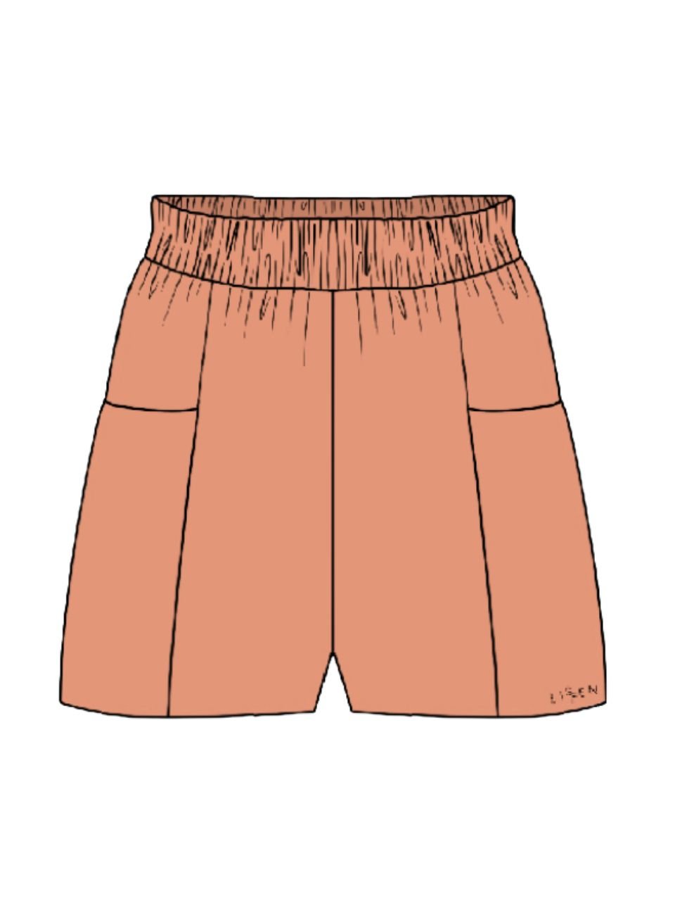 Short feminino comfy com elástico na cintura e bolsos frontais