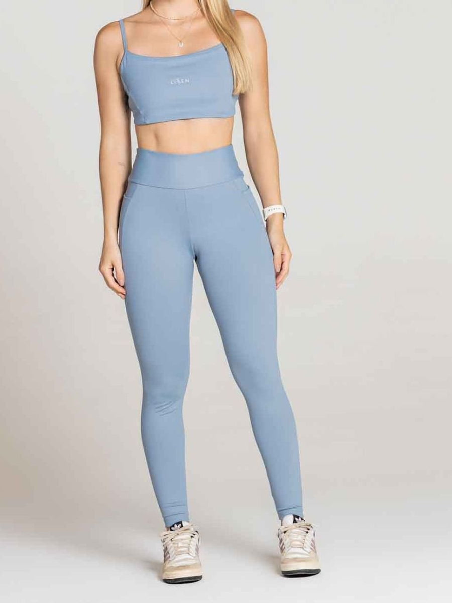 Legging Cós Alto 2 Bolsos Laterais – Malha Dupla