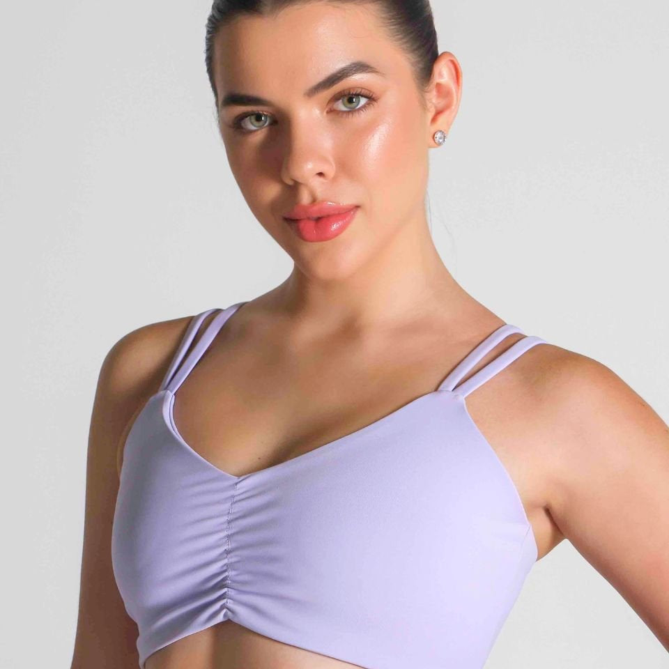 Top fitness franzido alça fina dulpa