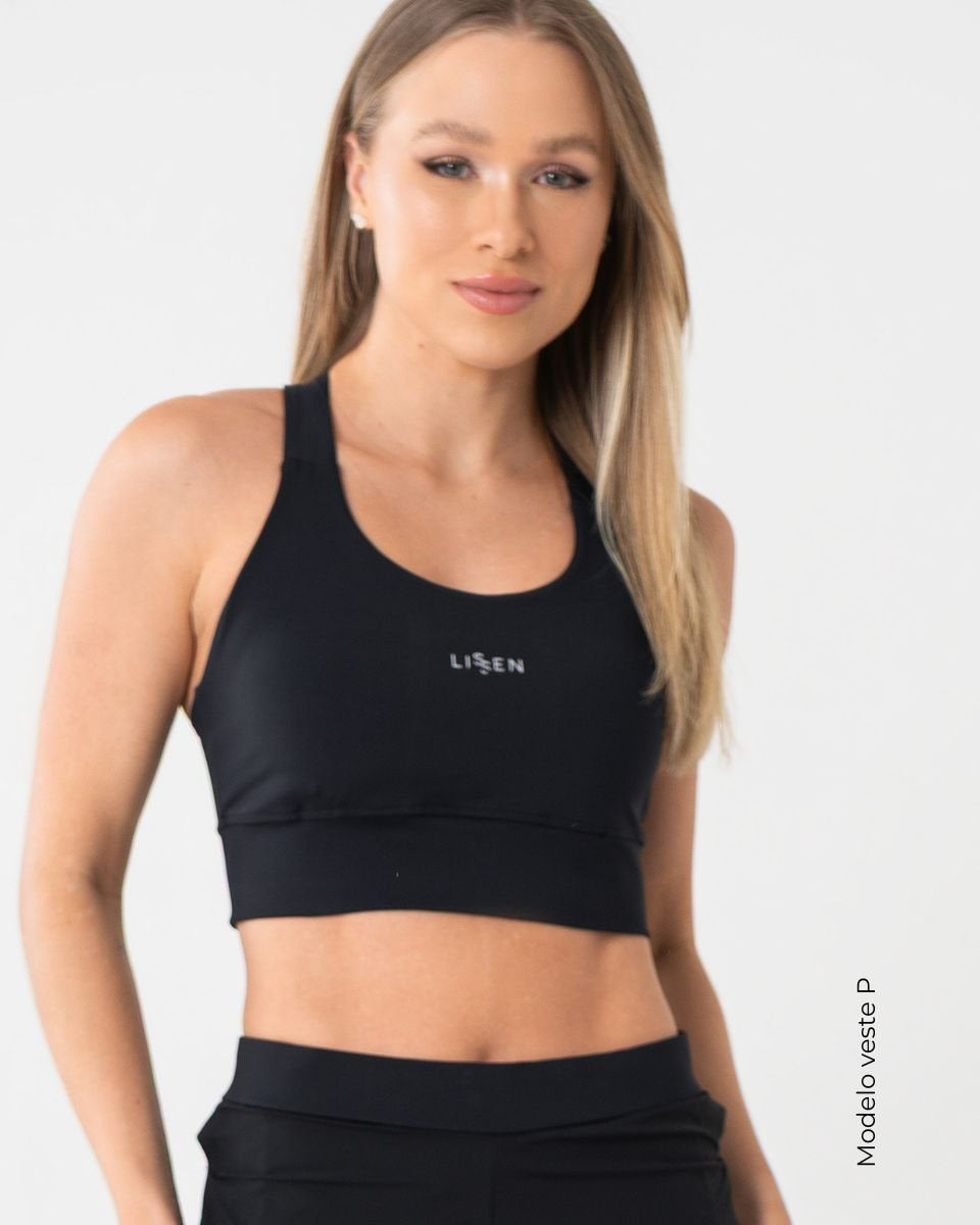 Top Nadador Feminino Alta Sustentação com Decote e Bolso Interno