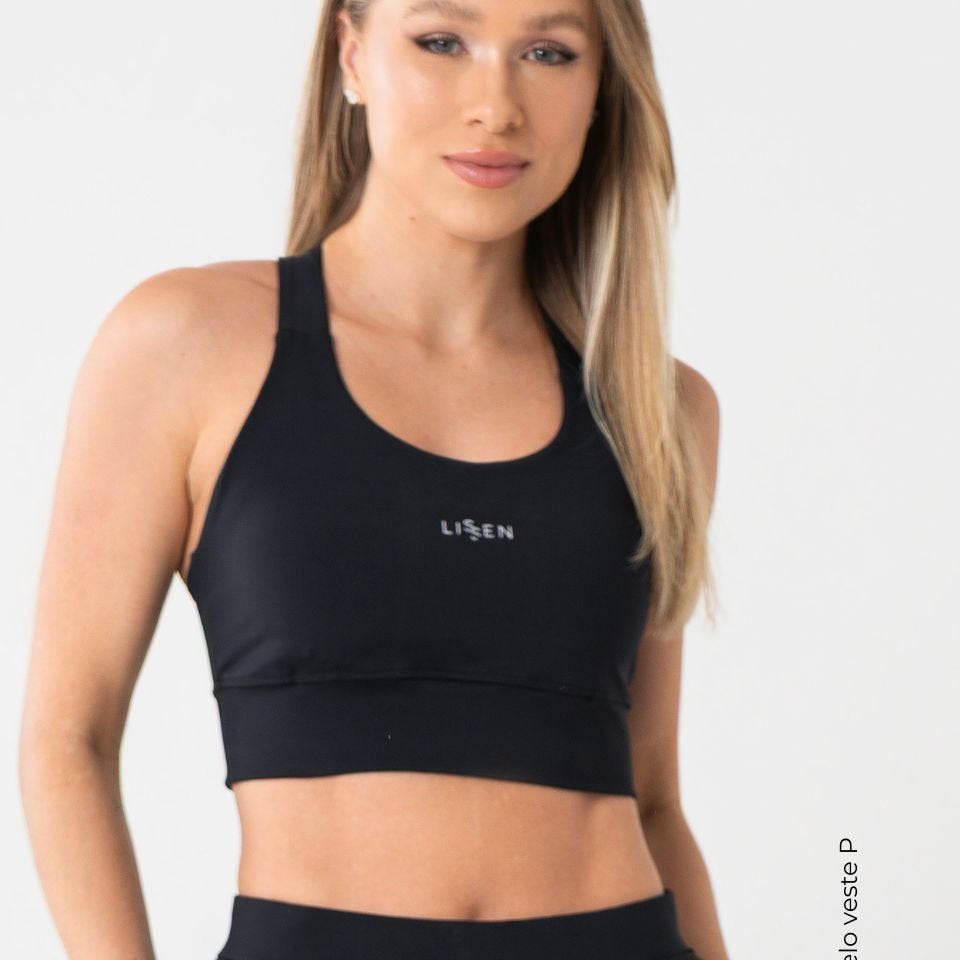 Top Nadador Feminino Alta Sustentação com Decote e Bolso Interno