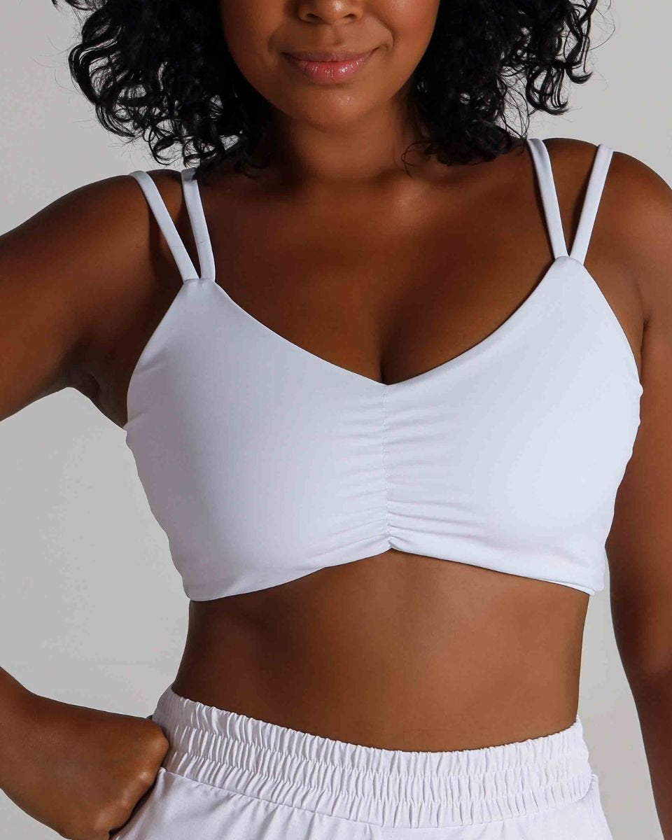 Top fitness franzido alça fina dulpa