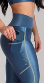 Legging tricolor alta compressão cós alto e dois bolsos laterais | Tecnologia Lycra ®