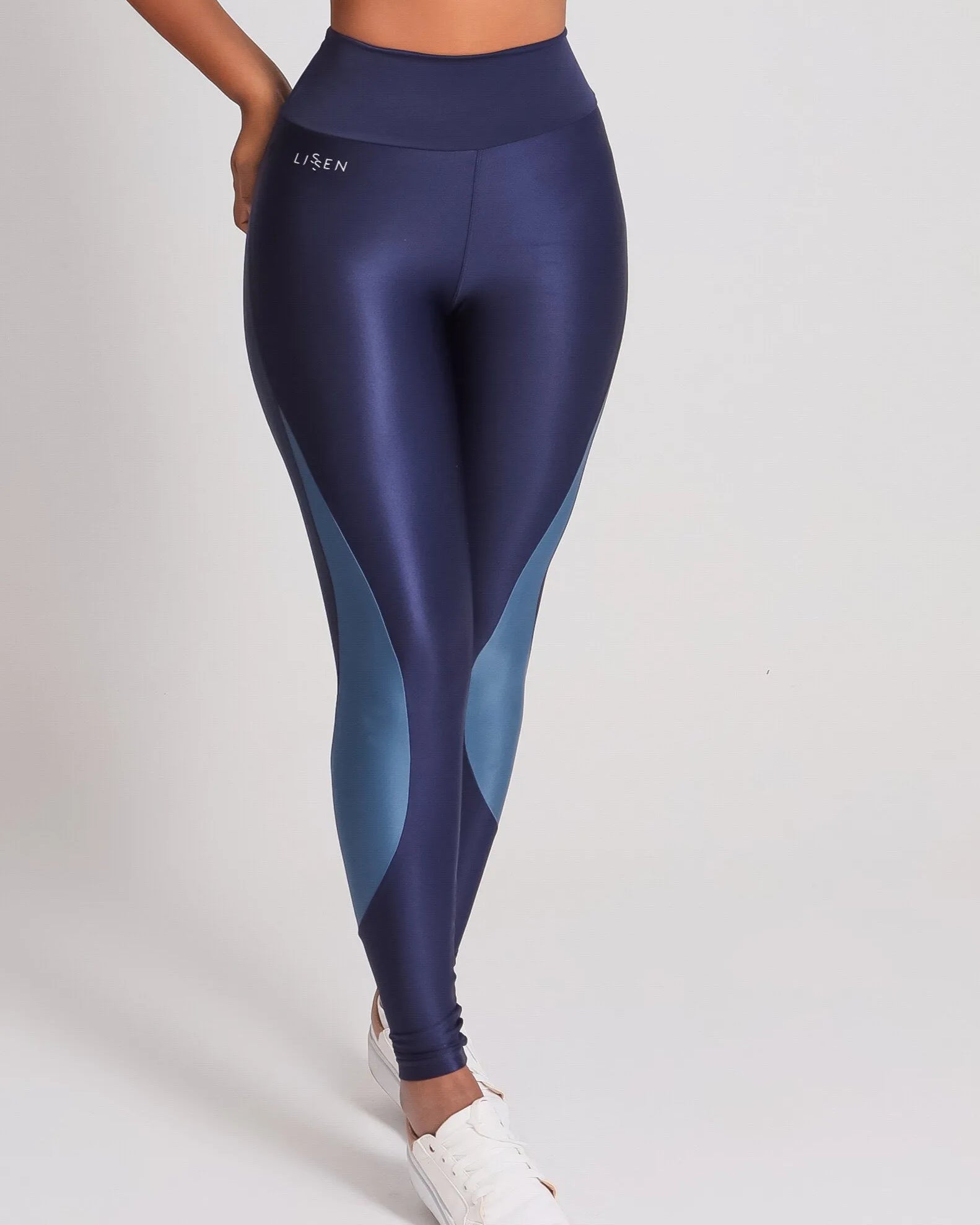 Legging bicolor alta compressão cós alto e bolso no cós | Tecnologia Lycra ®