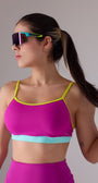 Top cavado beach tennis tricolor alça fina