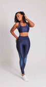 Legging bicolor alta compressão cós alto e bolso no cós | Tecnologia Lycra ®