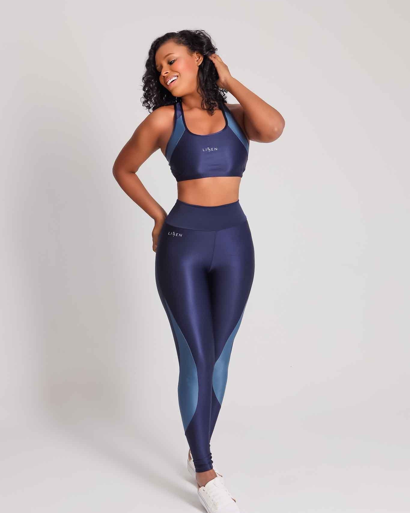 Legging bicolor alta compressão cós alto e bolso no cós | Tecnologia Lycra ®