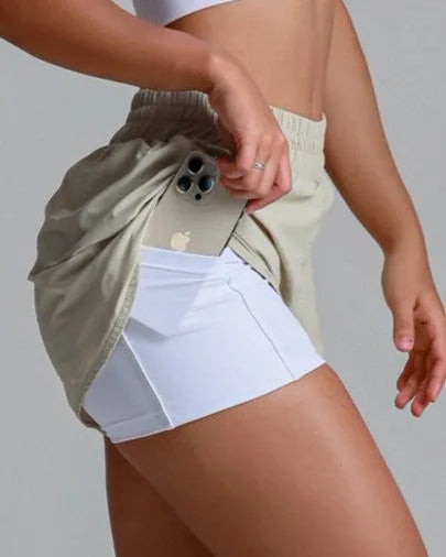 Short soltinho de tactel com bermuda interna e bolso
