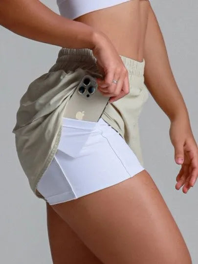 Short soltinho de tactel com bermuda interna e bolso
