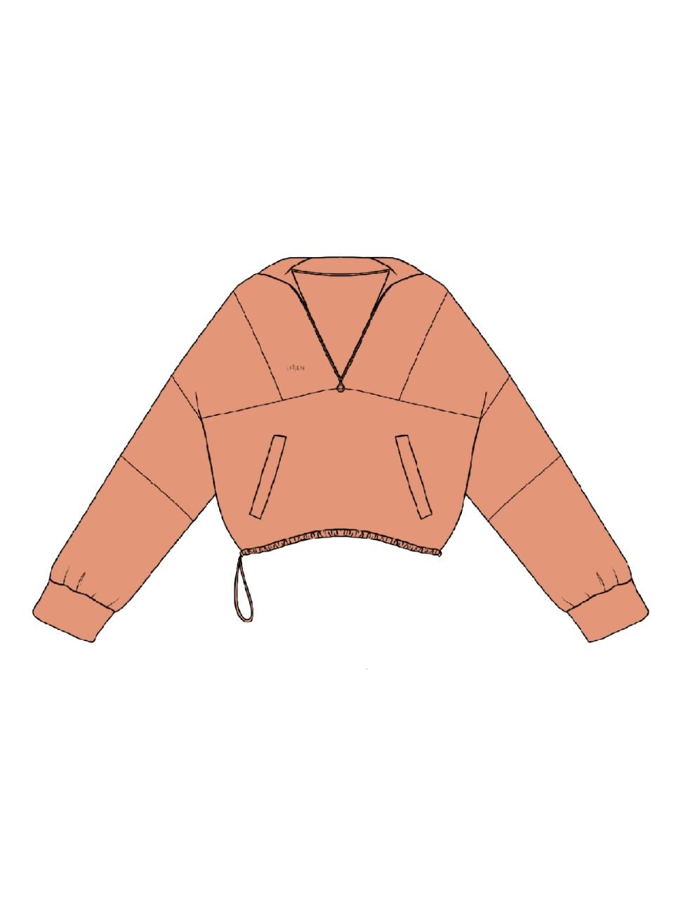 Jaqueta feminina comfy com zíper frontal e regulador