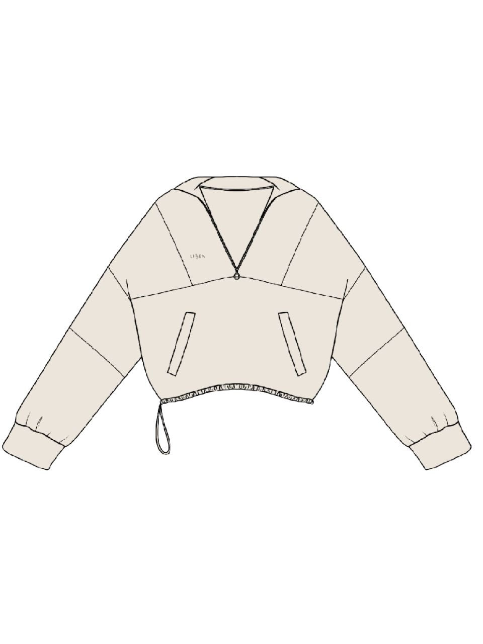 Jaqueta feminina comfy com zíper frontal e regulador